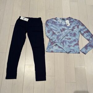 NWT Tie-Dye Long Sleeve Top and Navy Splendid Leggings Set - size 14